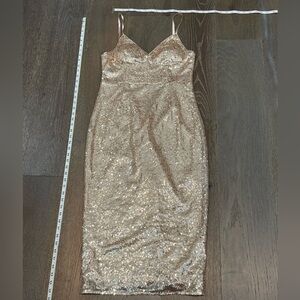 Lulu's Sparkling Gold Sequin Midi Dress